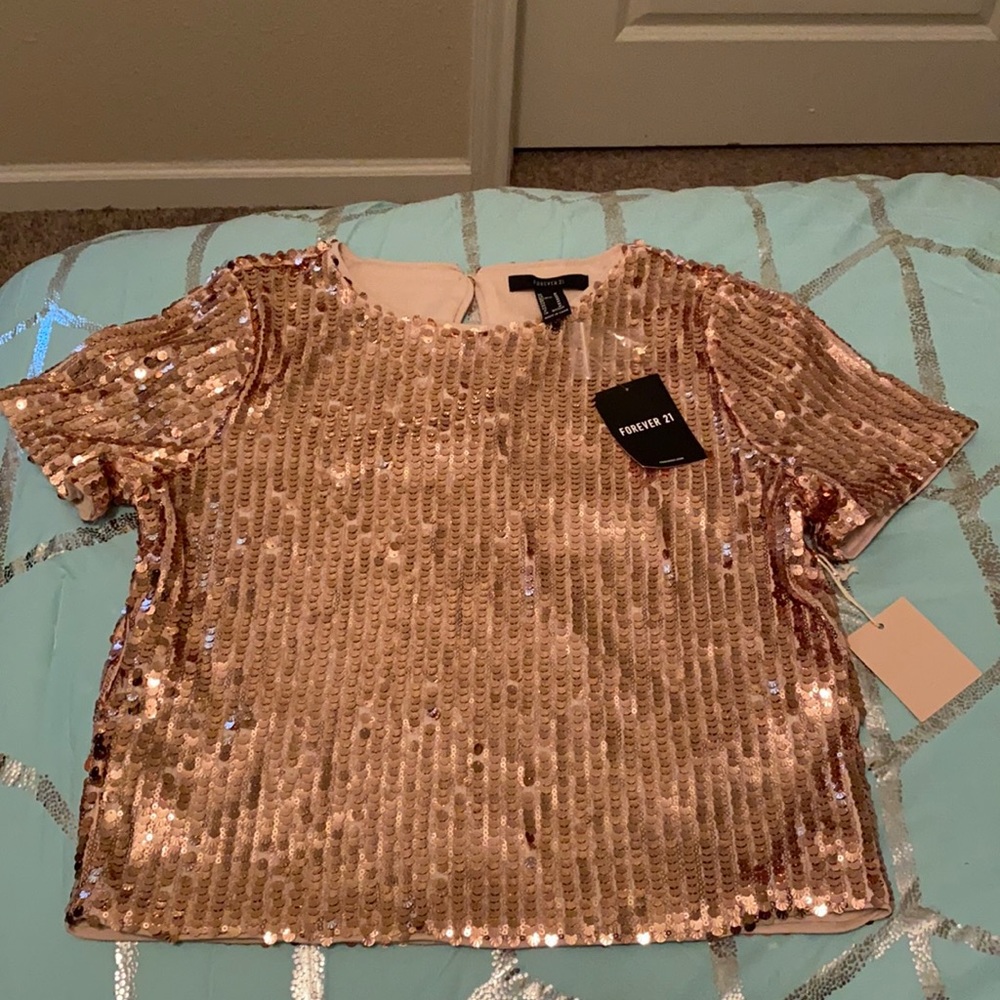 Rose gold sequin crop top